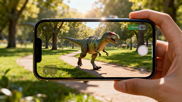 AR Augmented Reality Dinosaur Interaction Example